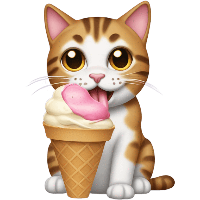 Tabby Cat eating ice cream emoji