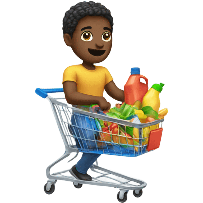 Black person with shopping cart and water gun emoji