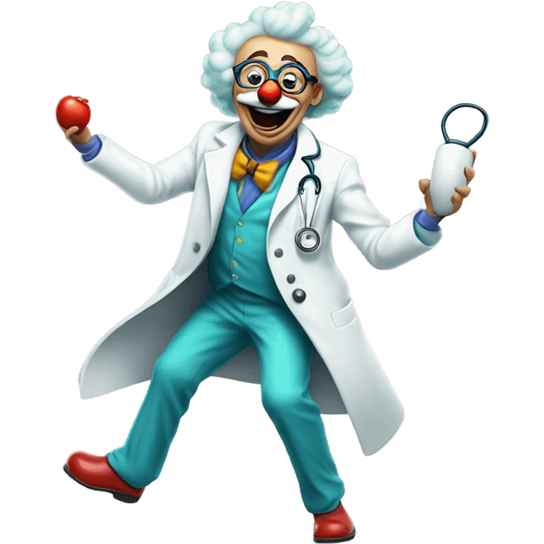 Funny doctor clown dancing emoji