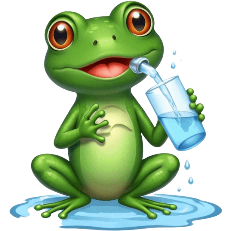 A frog is drinking water  emoji