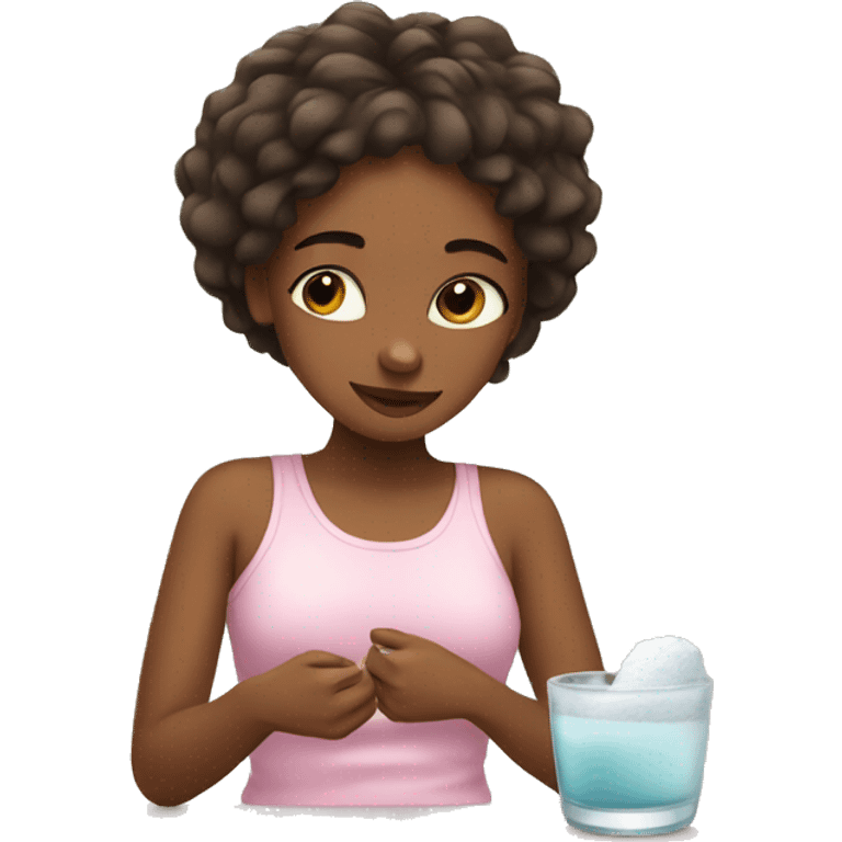 Girl doing self care emoji