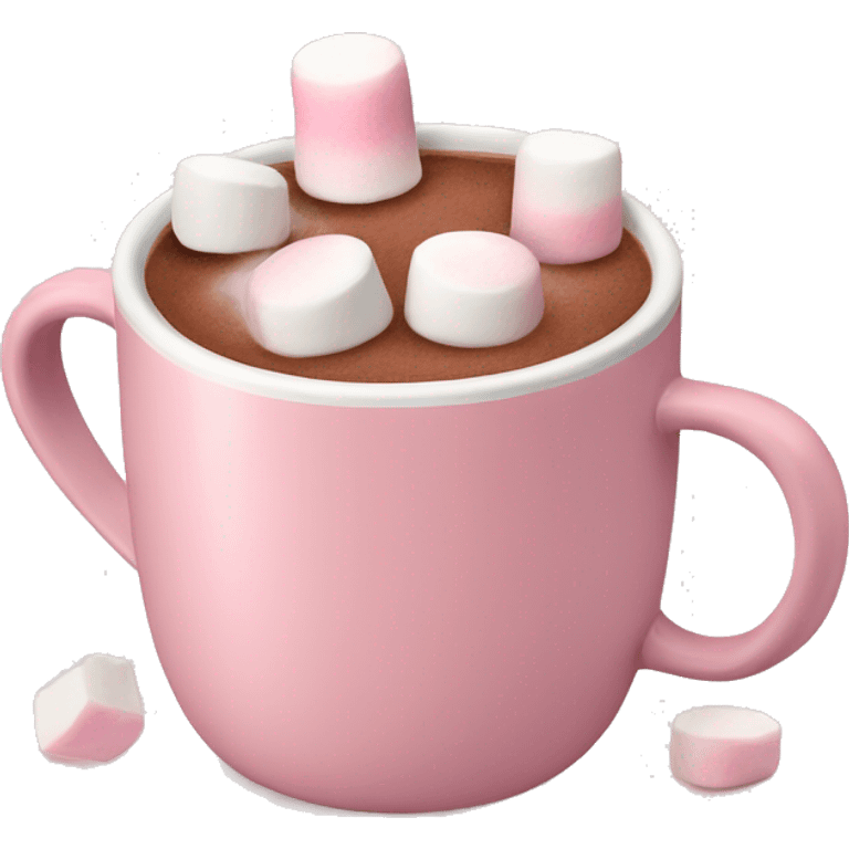 Light Pink mug of hot chocolate with marshmallows  emoji