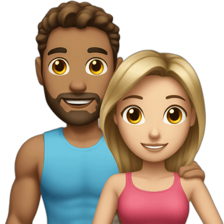 Fit boyfriend and brunette girl emoji