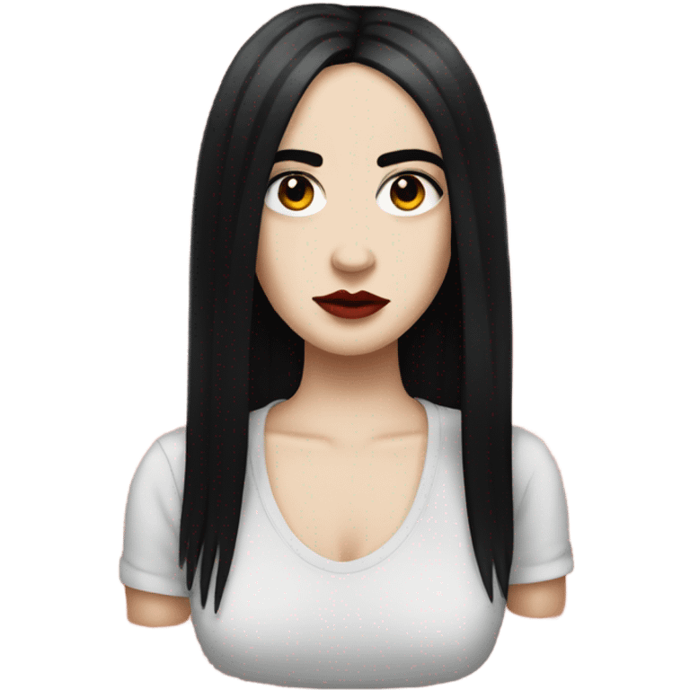 billie elish with black hair and red roots emoji