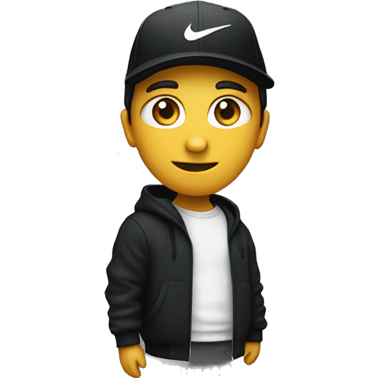 Una gorra nike en una persona con sueter negro emoji