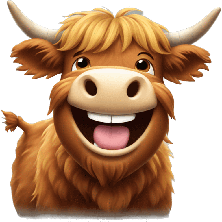 Fatty scottish highland cow laughing emoji