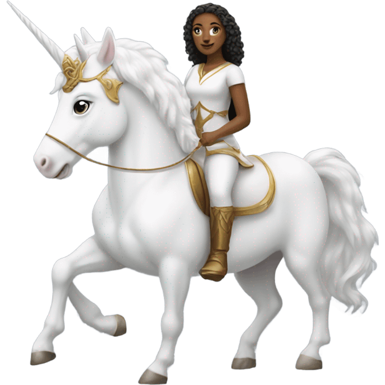 an Amazon woman on a white unicorn emoji