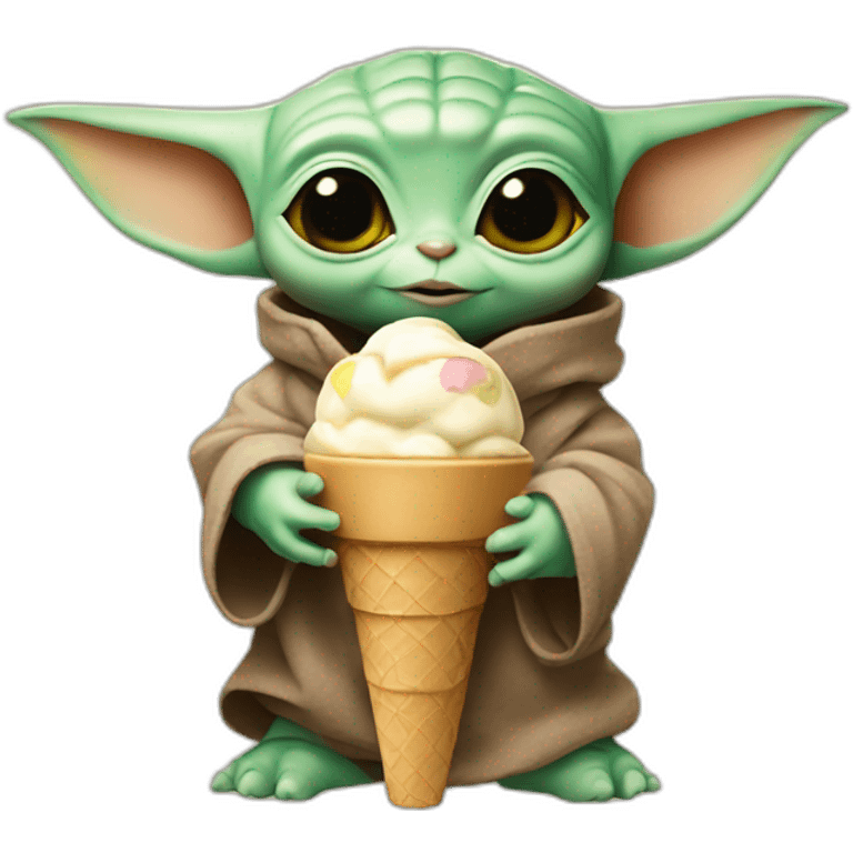 Baby yoda with a ice cream emoji