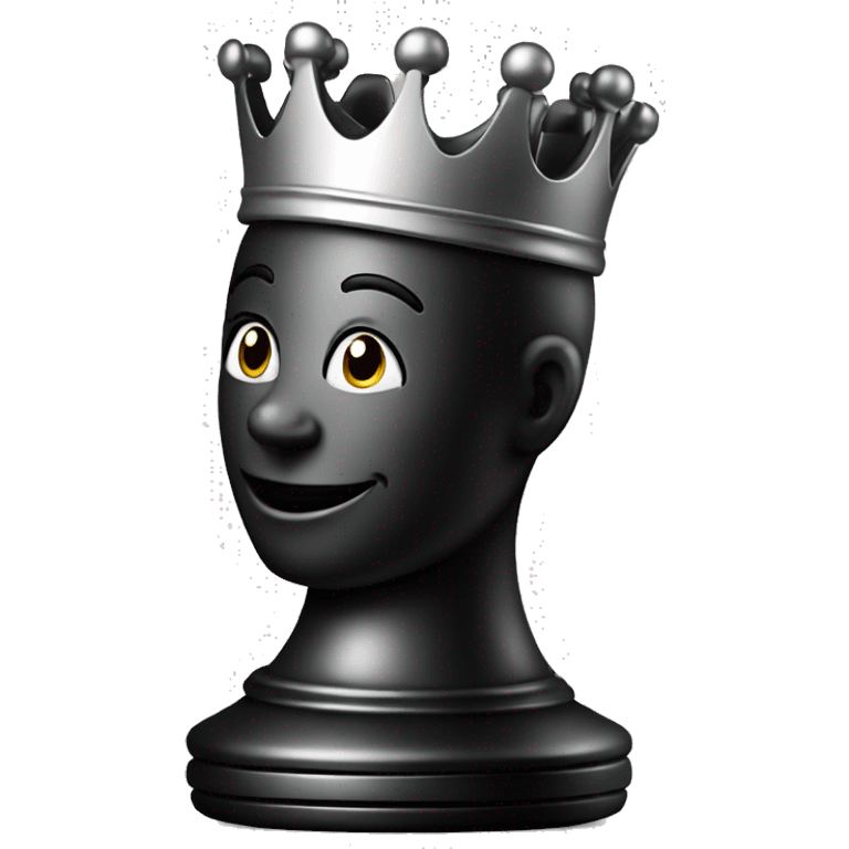 chess piece Queen black with smiley face emoji