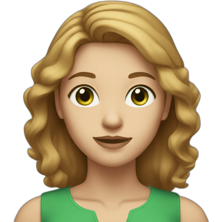 Woman with light brown medium hair, green eyes emoji