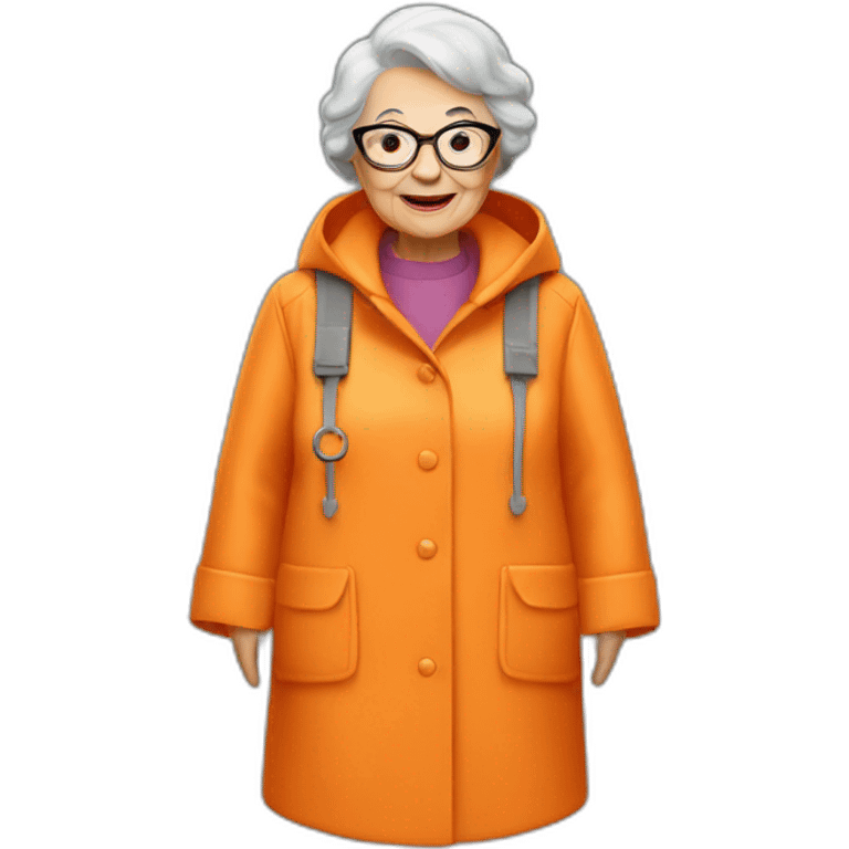 Orange raincoat granny emoji