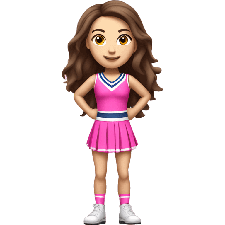 Brunette Caucasian cheerleader in pink, full body emoji