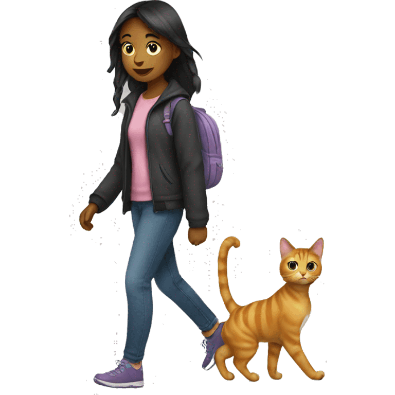 girl walking cat emoji