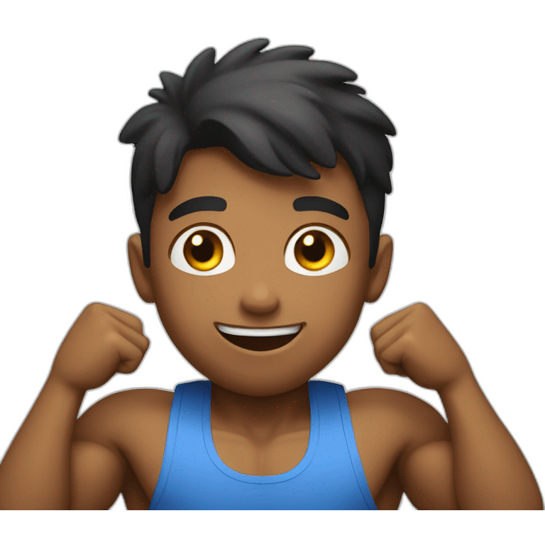 A gym boy telling hi  emoji