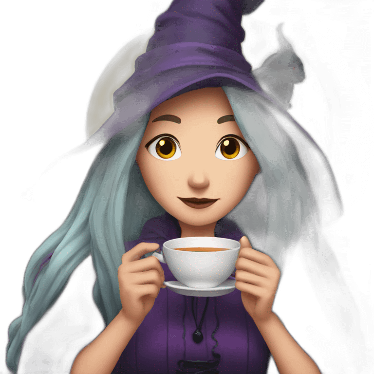 Witch drinking tea with bestie emoji