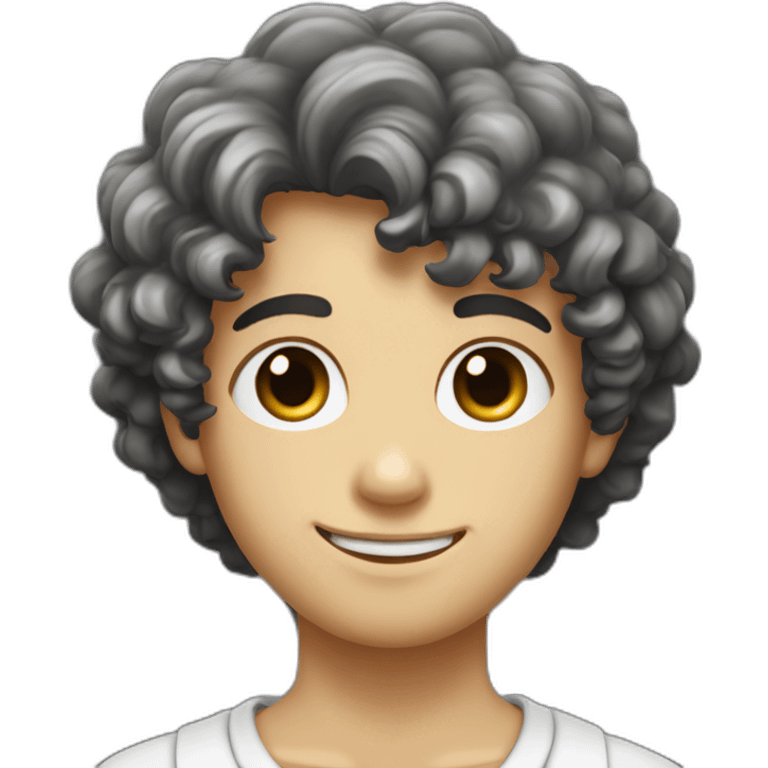 A sideportrait from the shoulders up of a pasty white teenage boy with dark black curly hair and a distinct nose holding a chalice of milk emoji