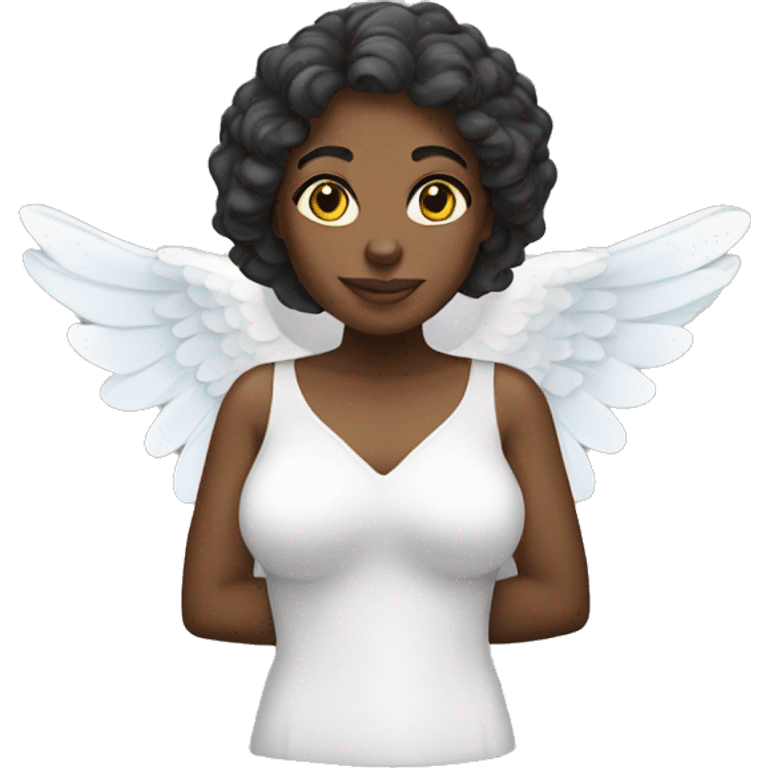 Black woman dressed as an angel emoji