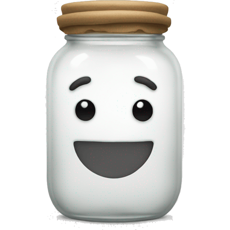 Emoji in a jar half-filled with white liquid emoji