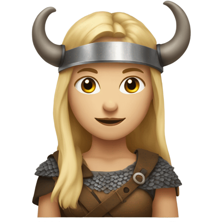 Girl Viking blonde hair helmet with horns emoji