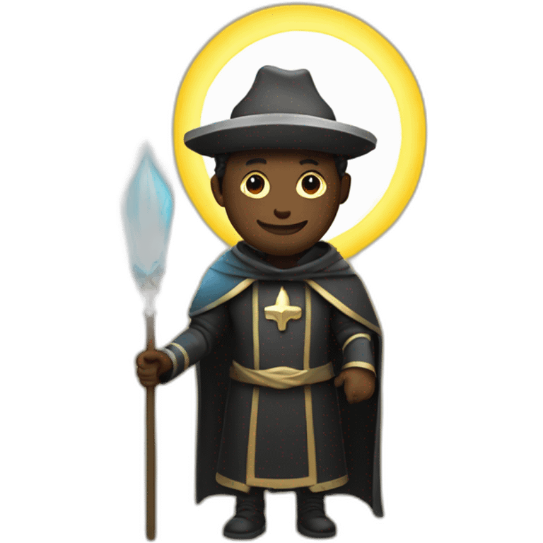 black pilgrim with a staff and a halo of light emoji