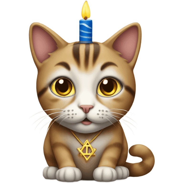 A cat with a menorah emoji