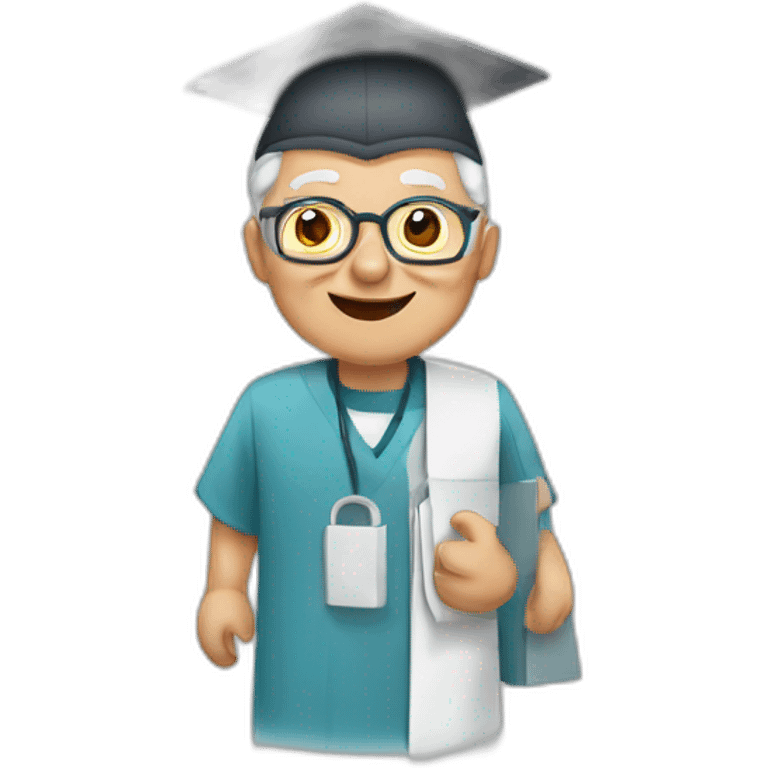 Elderly patient, graduate emoji