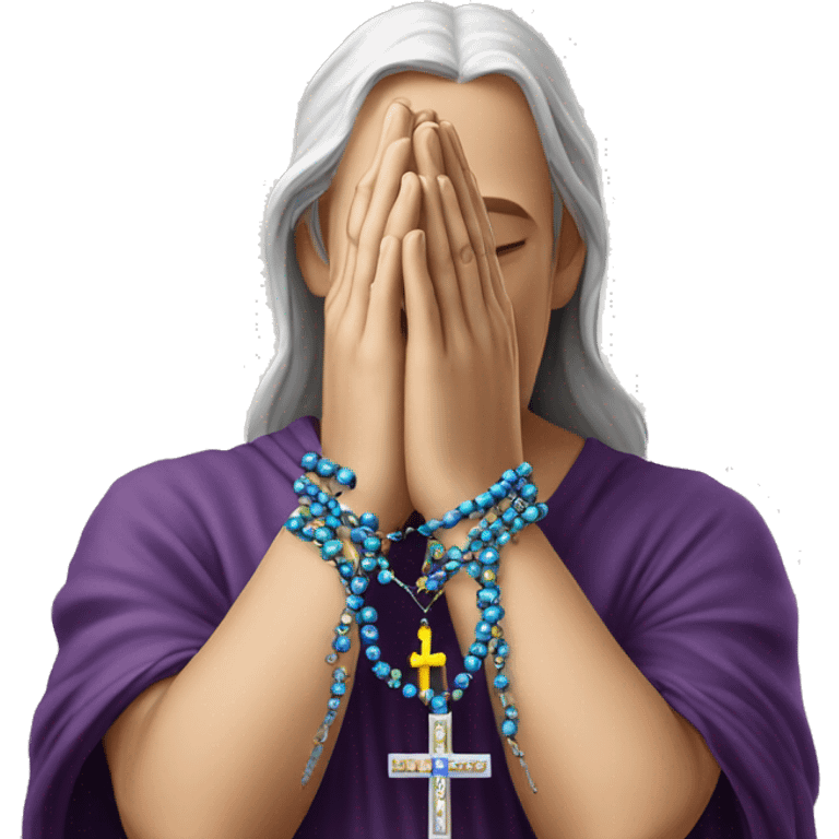 PRAYING HANDS WITH BEADED HOLY cross ROSARY WRAPPED AROUND HANDS  emoji