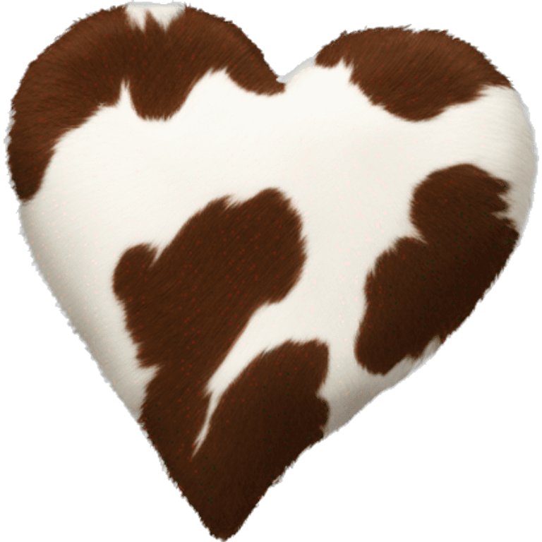 Cowhide fuzzy heart with white ribbon around it emoji