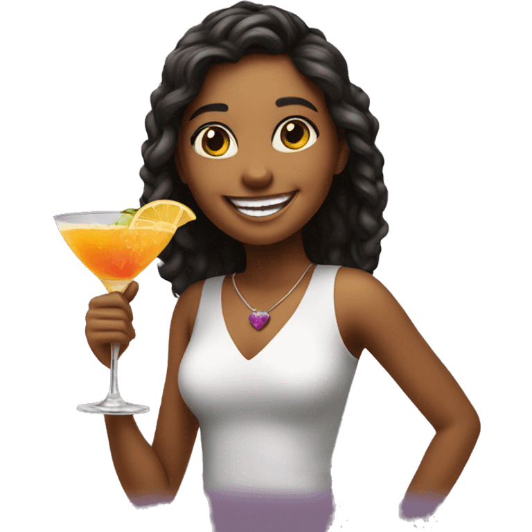 smiling girl enjoying cocktail  emoji