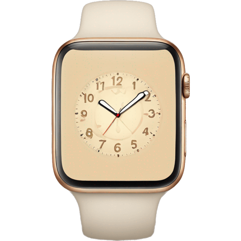 beige apple watch with beige clock face emoji