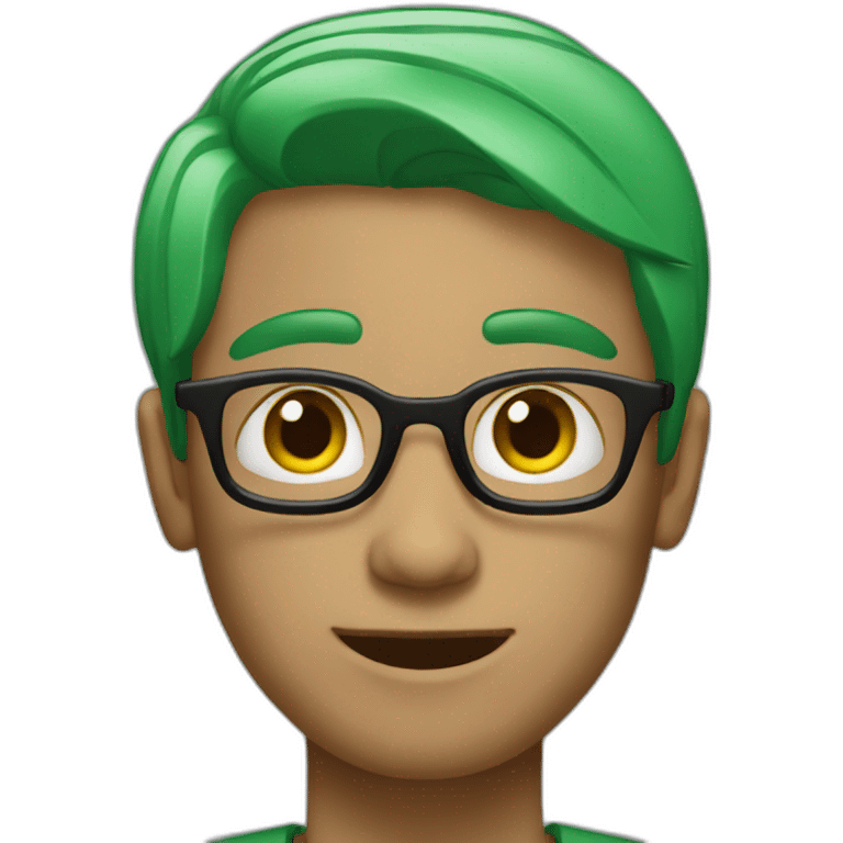 man, black and green hair, laptop emoji