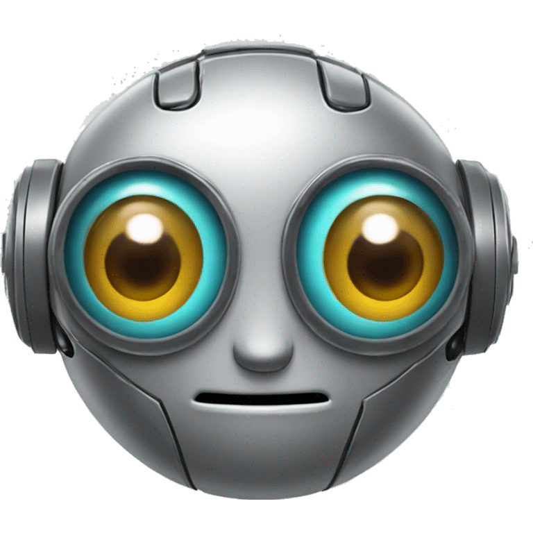 Cute robot with coin eyes emoji