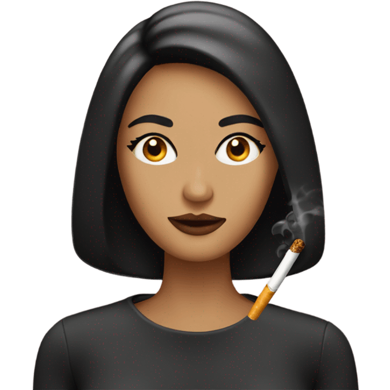 woman with long lashes and a side part bob smoking a cigarette  emoji