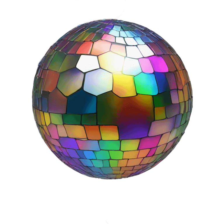 Glowing disco ball, rainbow of colors emoji