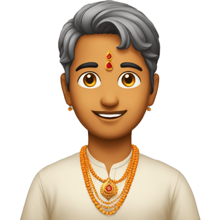 A pandit boy with tilak emoji