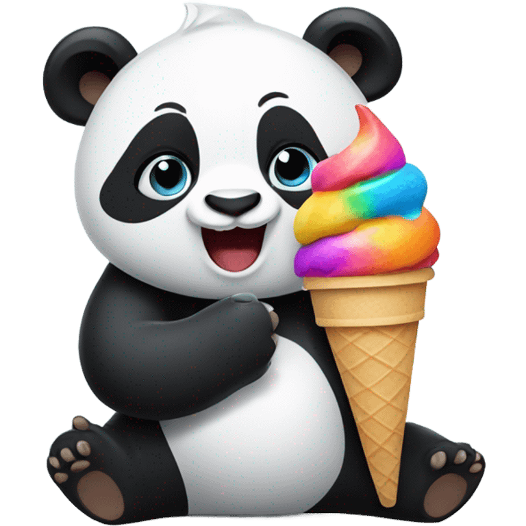 Panda eating ice cream emoji