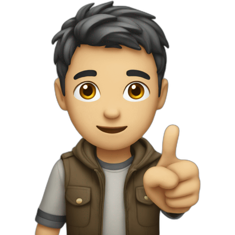 A boy pointing down emoji