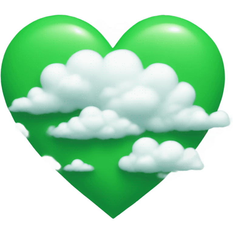 Green heart with clouds emoji