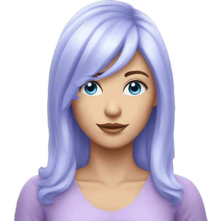 white woman with blue eyes and lilac wig emoji