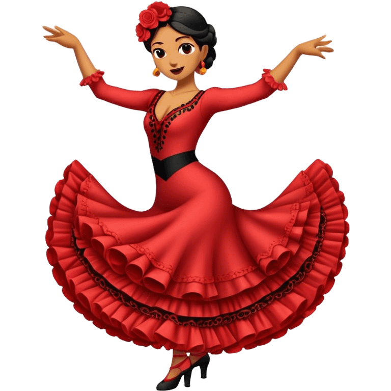 Cinematic Realistic Flamenco Pop Culture Emoji, featuring an expressive portrayal of traditional Spanish dance rendered with dynamic textures and passionate, vibrant lighting. emoji