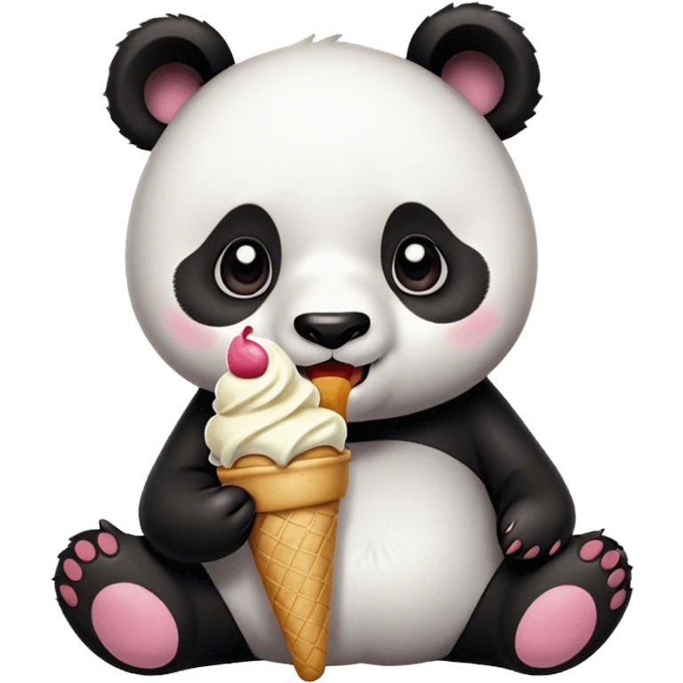 Panda eating ice cream emoji