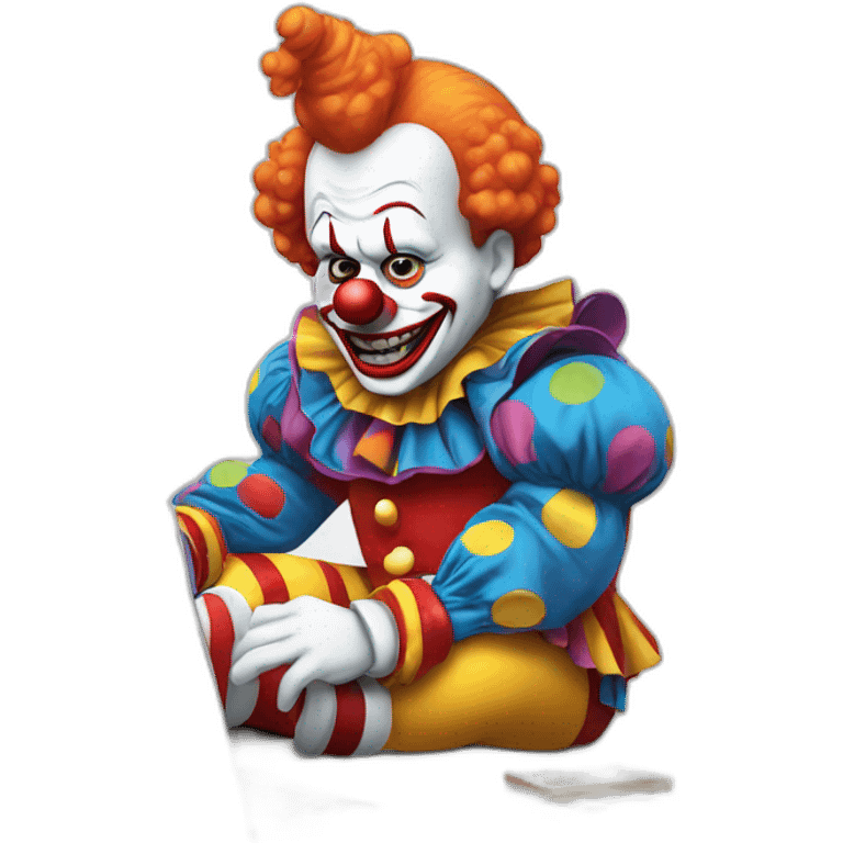 The clown is sitting at his laptop emoji