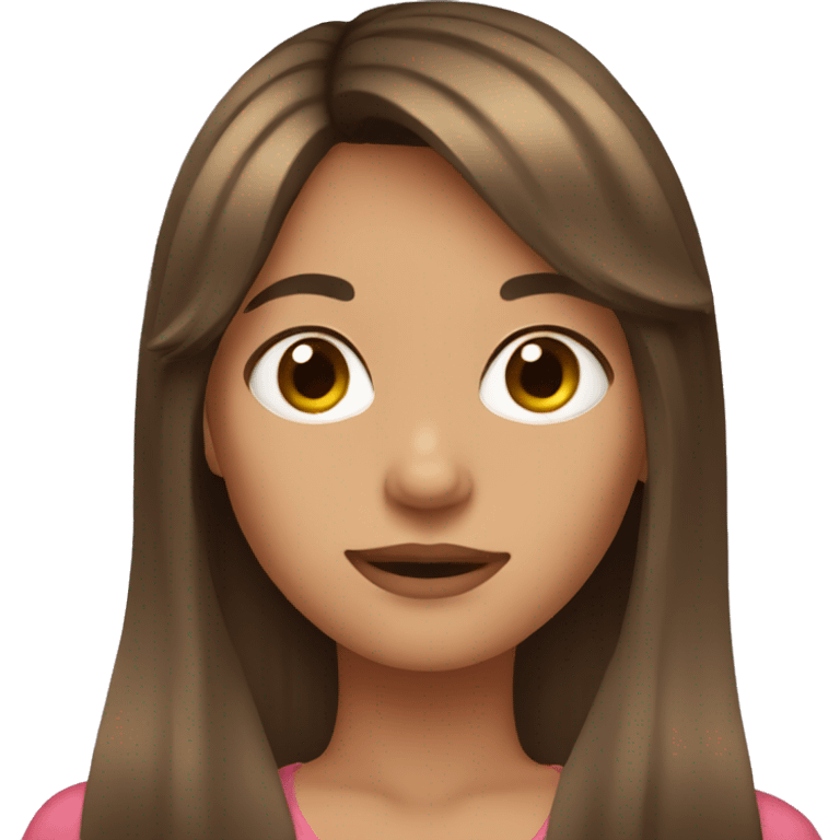 Girl with long brown hair and curtain bangs  emoji