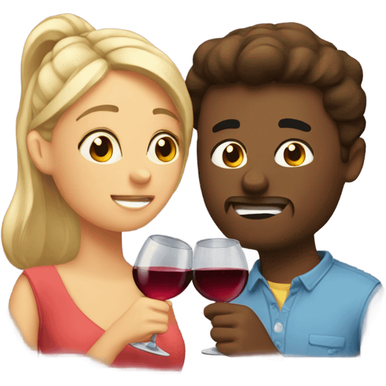 gf and bf drinking wine emoji