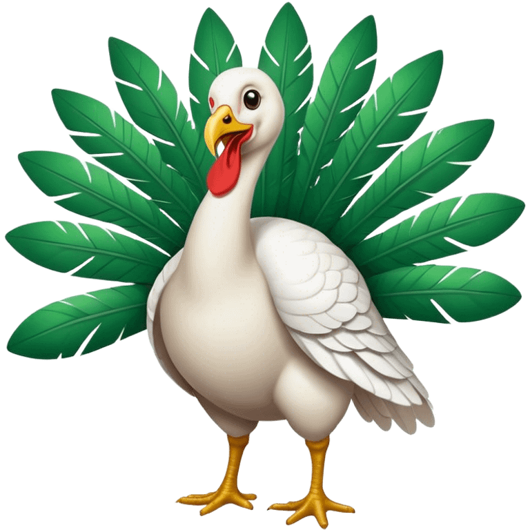 Dancing White Turkey WITH green eues  emoji