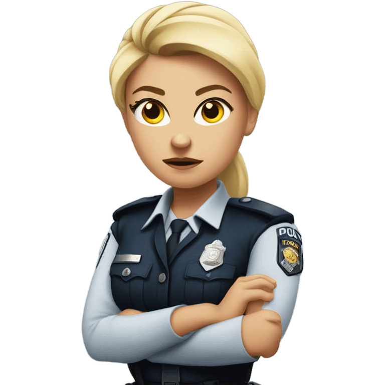 arms crossed angry woman blonde low ponytail police uniform  emoji