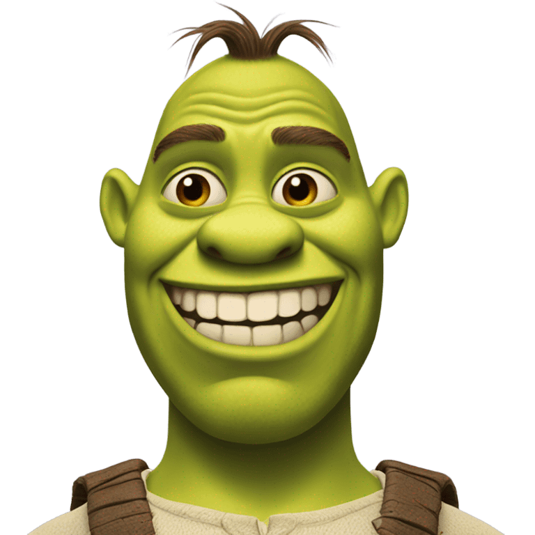 Shrek with a Sus face emoji