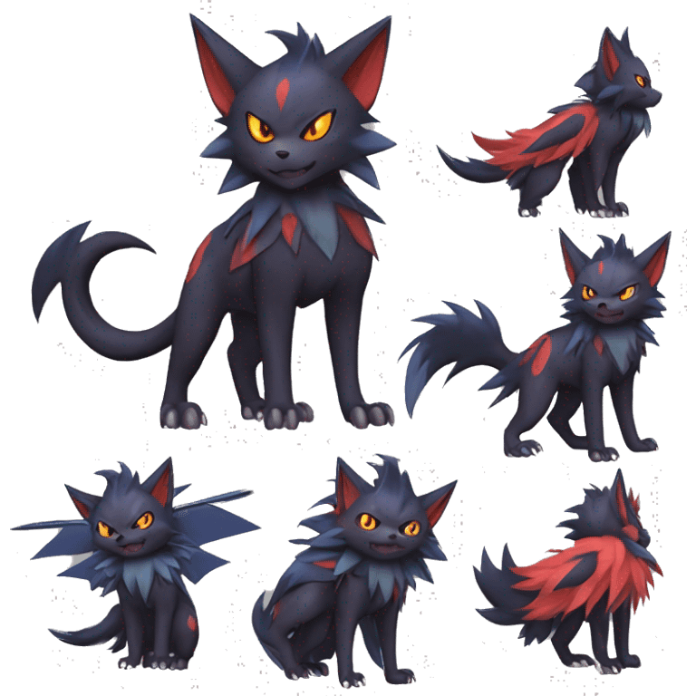  Kawaii Edgy Cool Beautiful Nargacuga-Noivern-Torracat-Litten-Zorua-Zoroark-Fakemon-fusion full body emoji