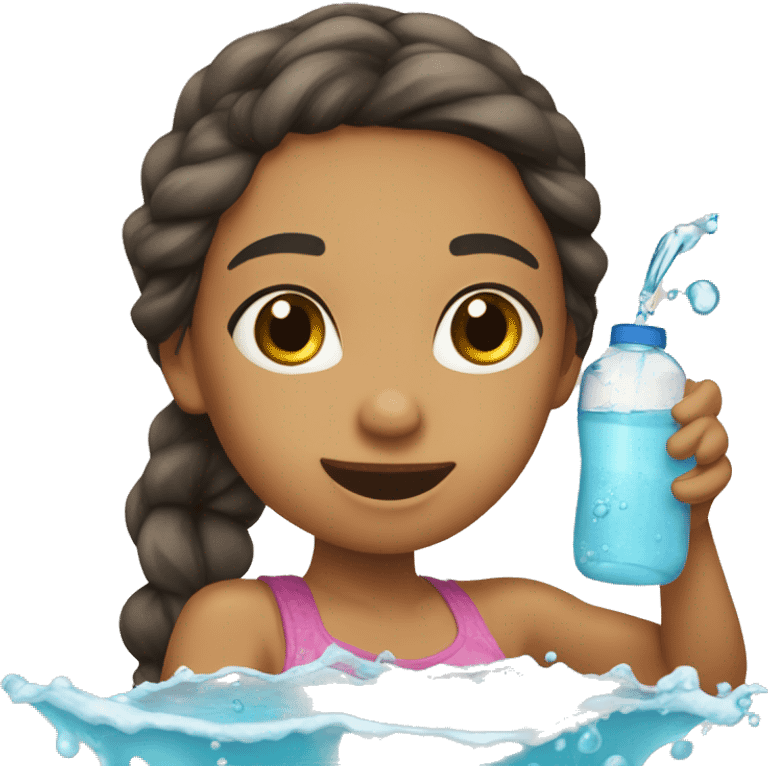 Una chica tomando agua con chía emoji