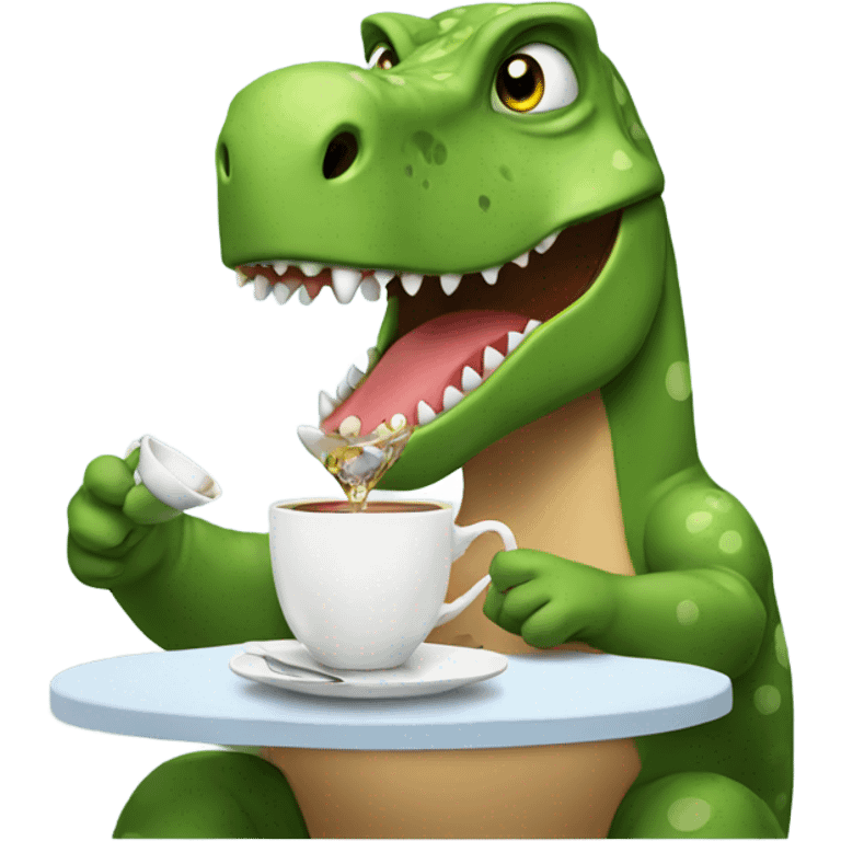 Dinosaur enjoying tea emoji